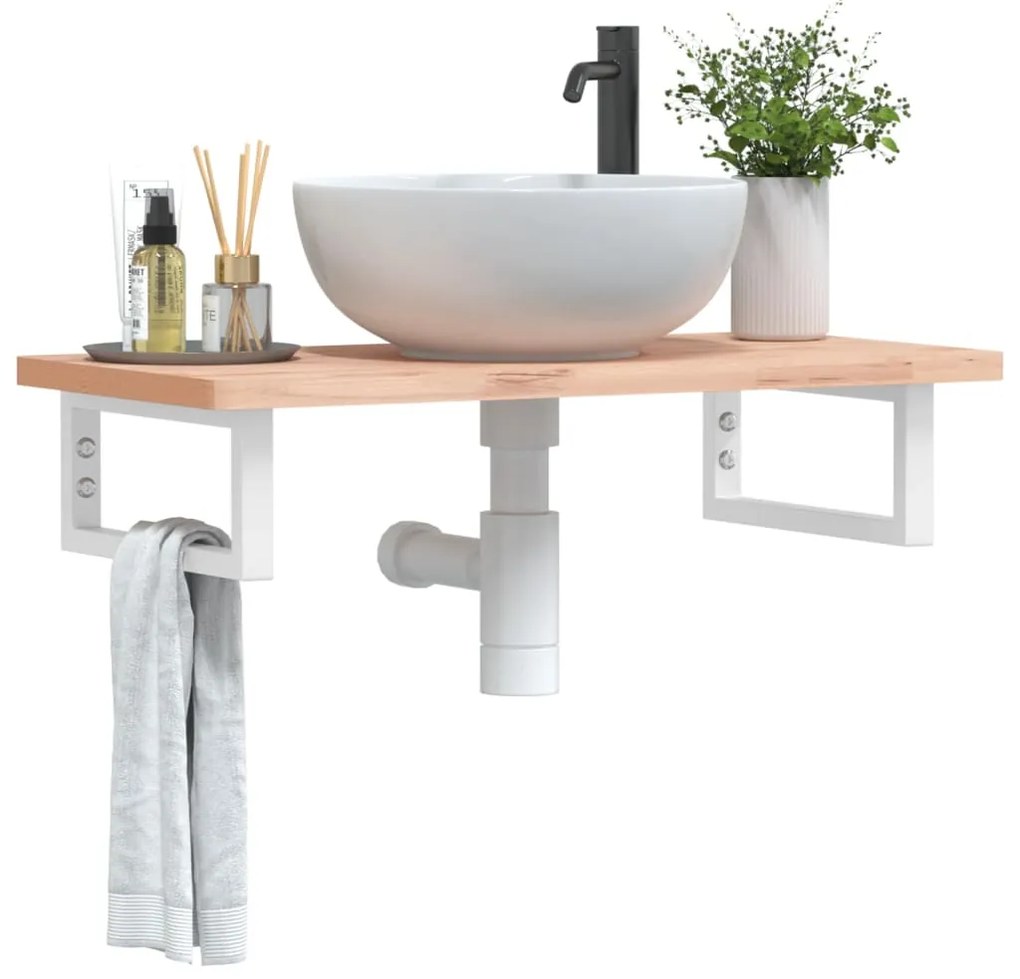 vidaXL Suportes de prateleira p/ lavatório 2 pcs aço retangular branco