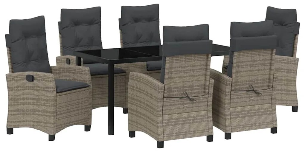 Conjunto de Jantar de Jardim 7 Peças com Almofadas - Rattan Poliéster