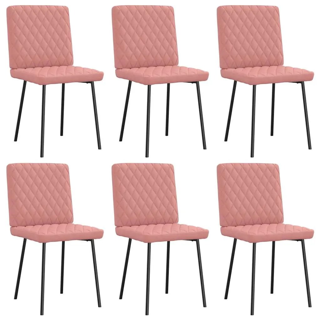 Cadeiras de jantar 6 pcs couro artificial rosa