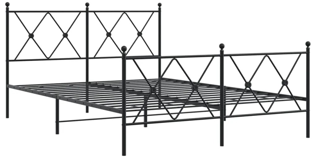 Estrutura de cama com cabeceira e pés 137x190 cm metal preto