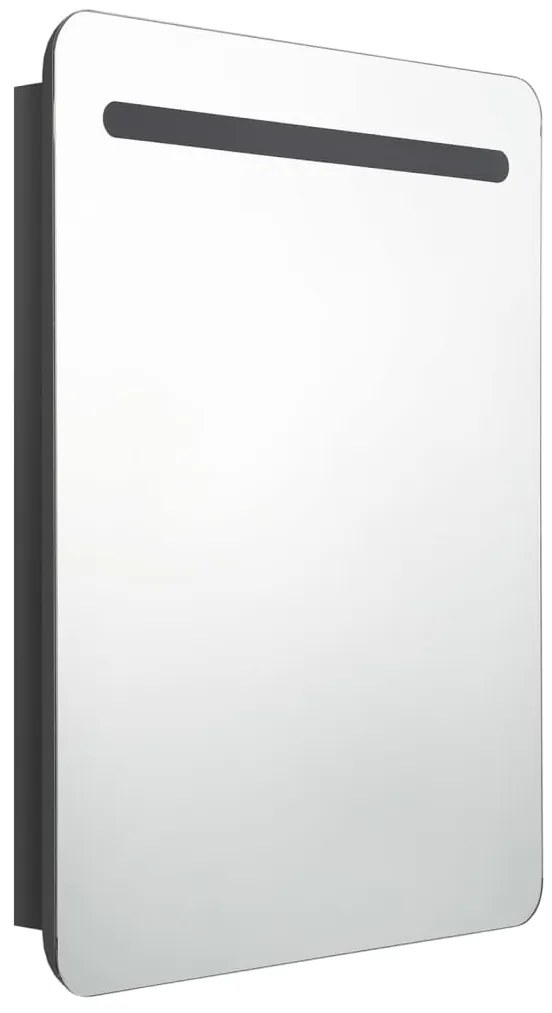Armário espelhado casa de banho LED 60x11x80 cm preto brilhante