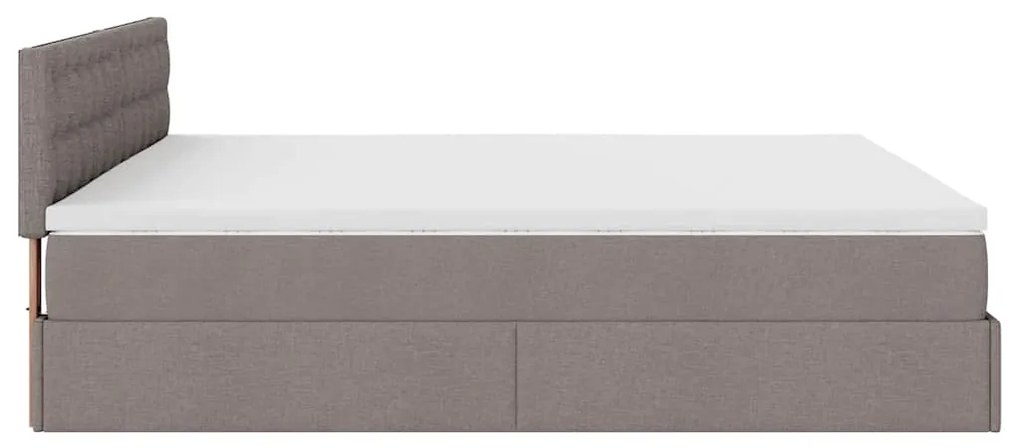 moldura de cama otomana vidaXL com tecido Taupe 180x200cm