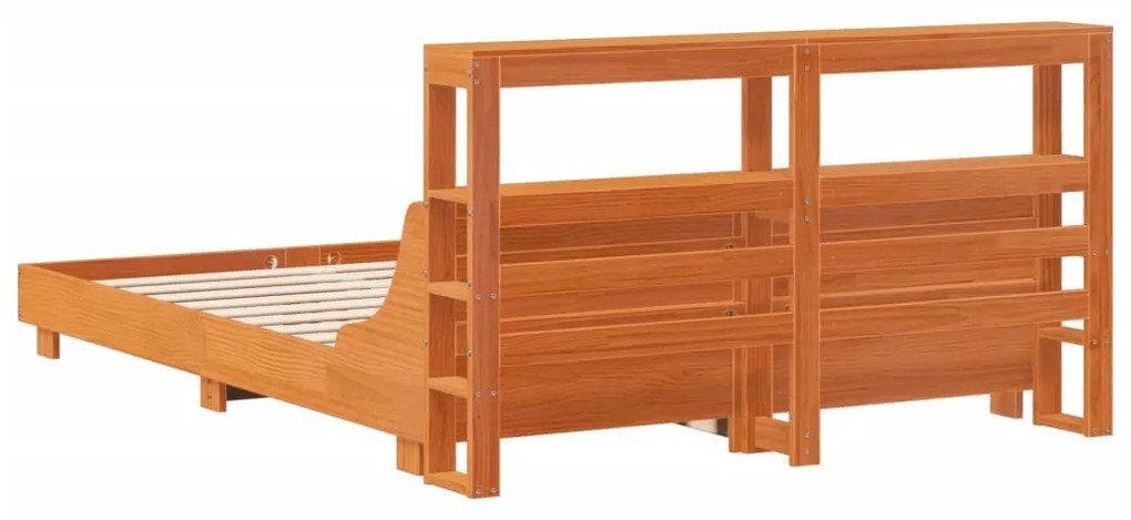 Cama sem colchão 140x190 cm pinho maciço castanho-mel