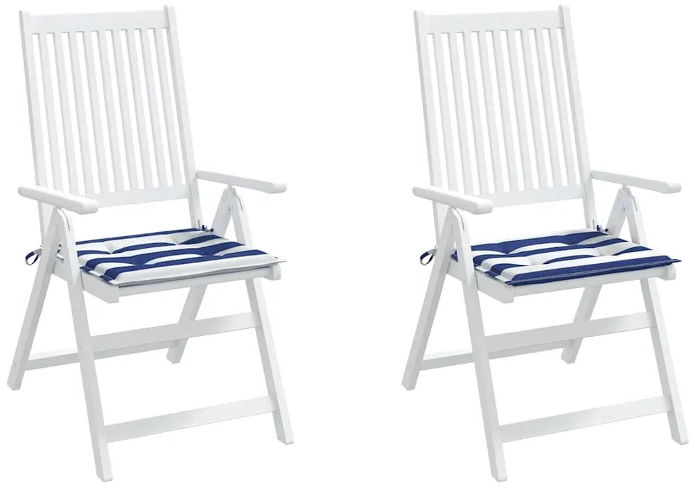 Almofadões p/ cadeira 2pcs 50x50x4 cm tecido riscas azul/branco
