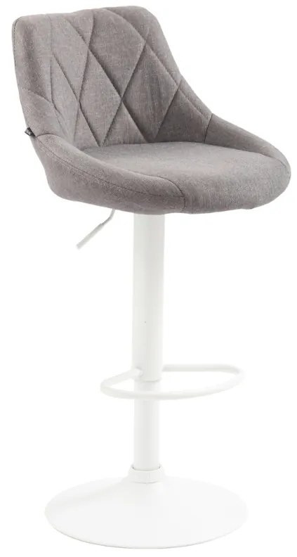 Banco de bar Lazio em tecido e com estrutura branca 46 x 83-104 x 49 cm Cinzento