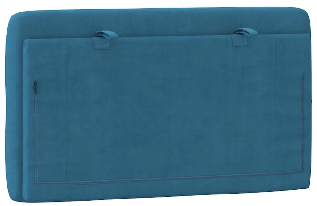 Almofadão de cabeceira 90 cm veludo azul