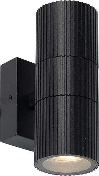 Candeeiro de parede industrial para exterior preto 2 luzes IP44 - Vigo