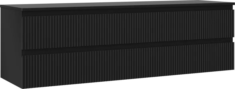 Mexen Rivel armário de casa de banho para lavatório 160 cm com tampo, 2 gavetas, frisado, preto mate - 91A20-16047-2-BFFC71