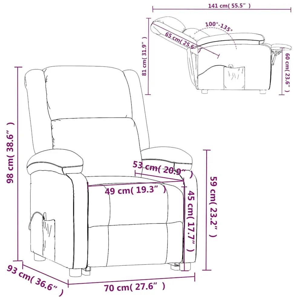 Poltrona de massagens tecido cinzento-escuro