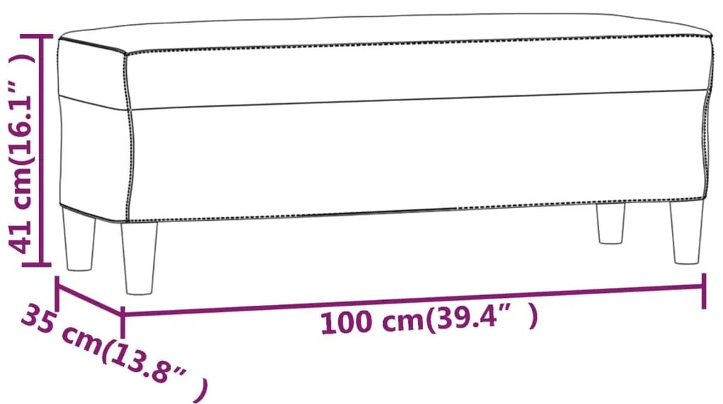 Banco 100x35x41 cm tecido cinza-escuro