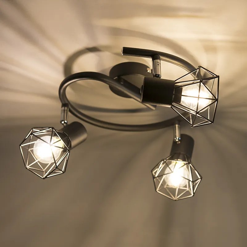 Projetores Art Deco preto ajustável 3 luzes - Mosh Moderno