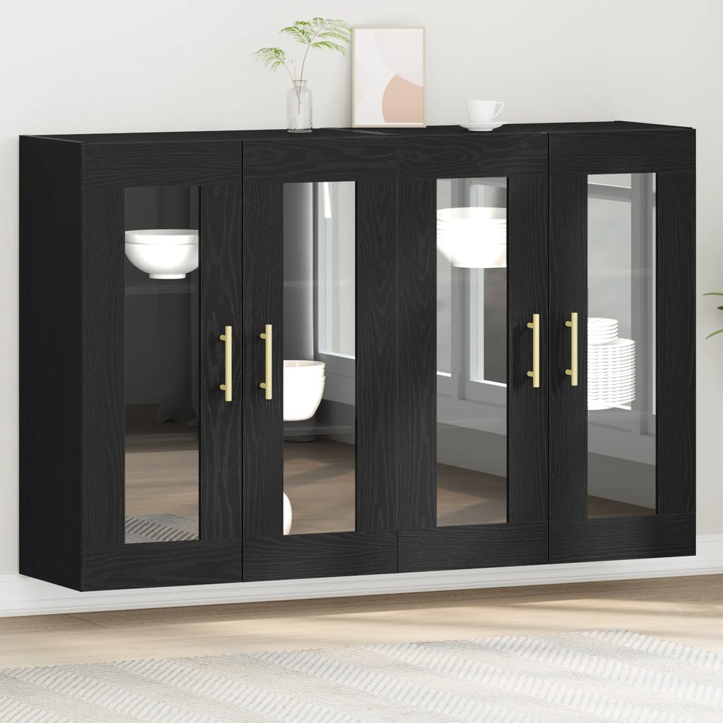 vidaXL Armários de parede 2 pcs Carvalho preto 69,5x34x90 cm Madeira engenheirada