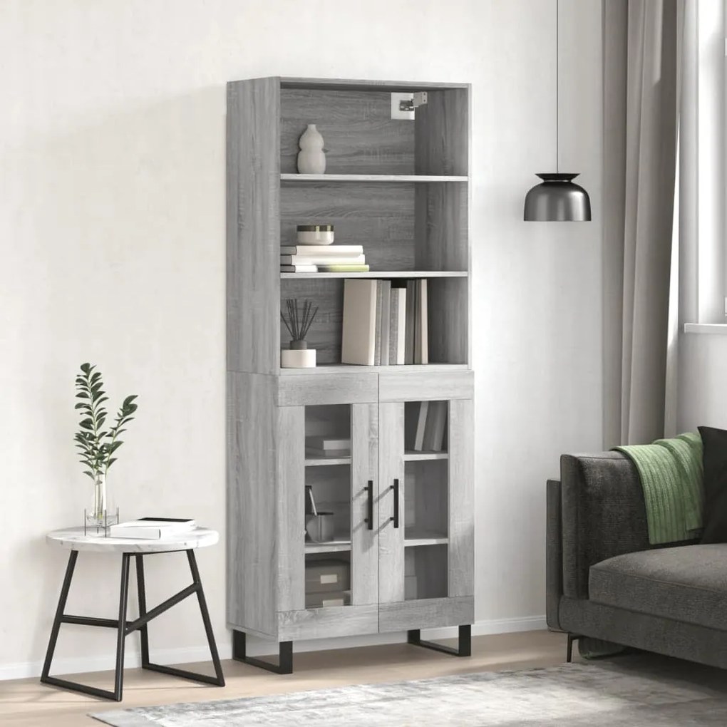 vidaXL Armário alto 69,5x34x180 cm derivados de madeira sonoma cinza
