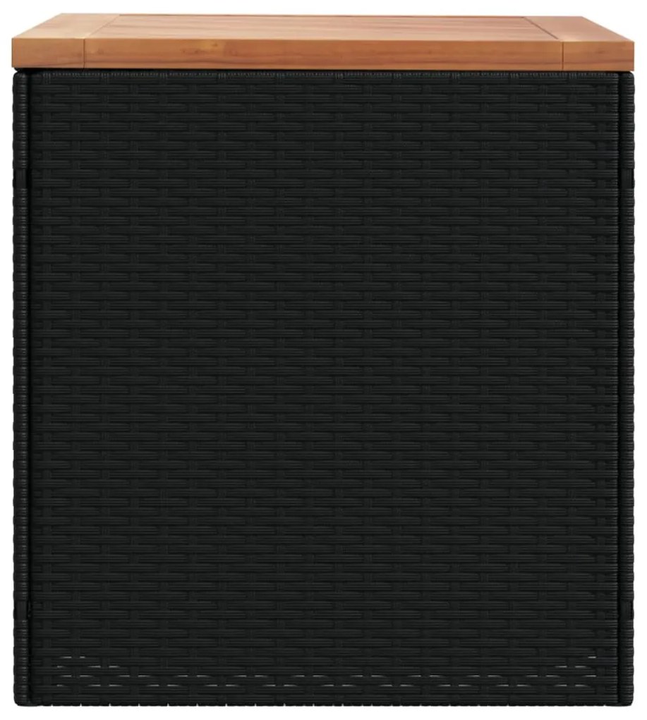 Caixa arrumação jardim 110x50x54 cm vime PE/acácia maciça preto