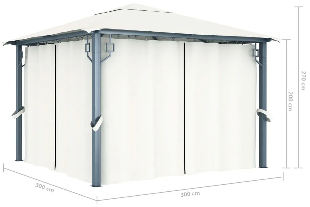 Gazebo com cortina 300x300 cm alumínio creme