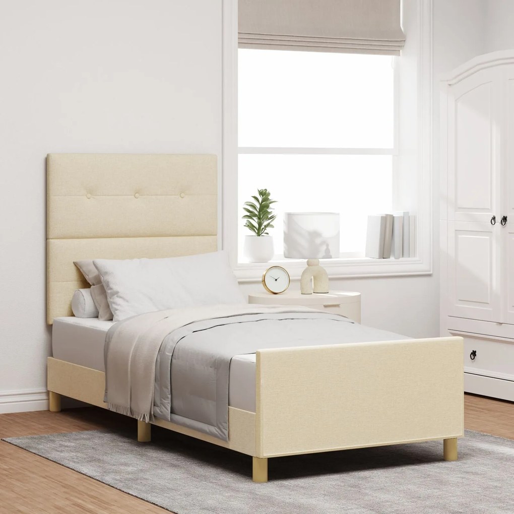 Cama vidaXL Creme 90x190 cm em Tecido
