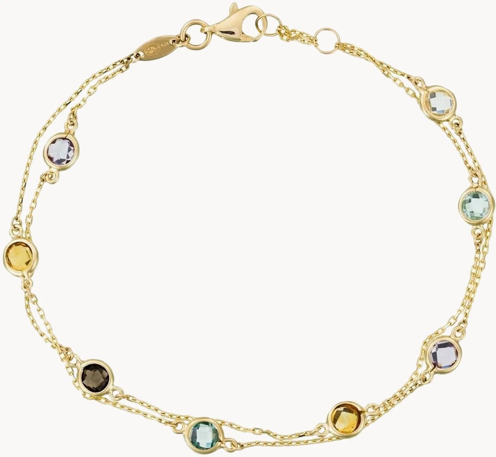 Pulseira de ouro amarelo com pedras preciosas Colormix