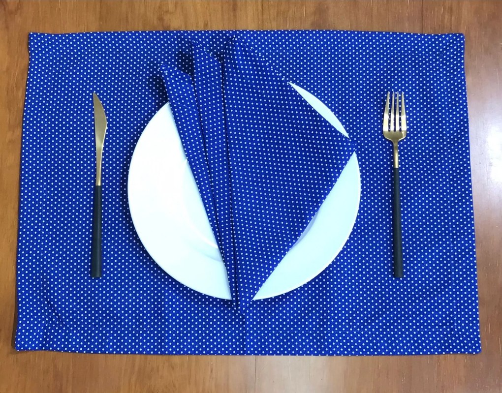 Guardanapo e Individual - Vichy Azul e Branco