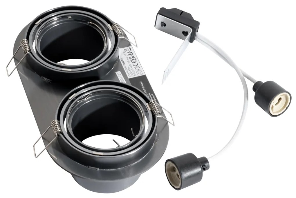 Foco embutido arredondado Cinza-escuro GU10 70mm Inclinável 2 Luzes - Installa
