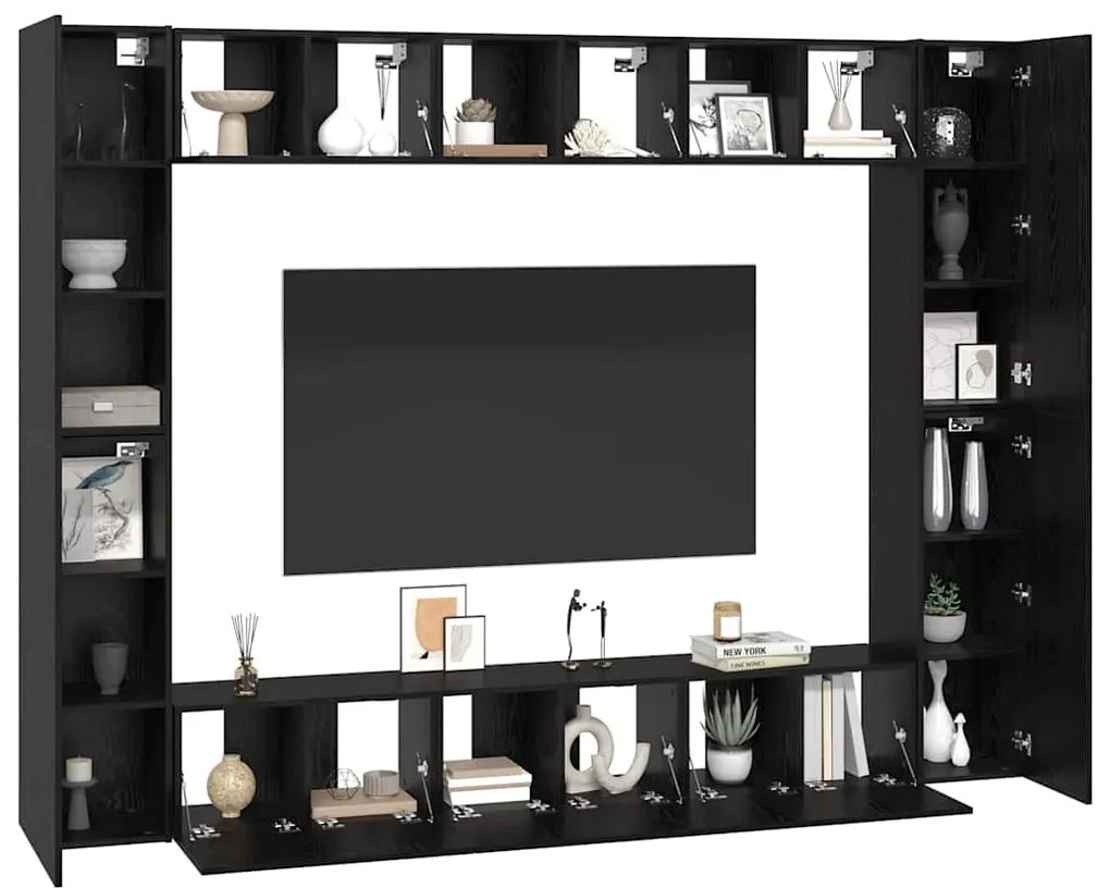Conjunto de móvel de TV com prateleira com armazenamento com porta 10