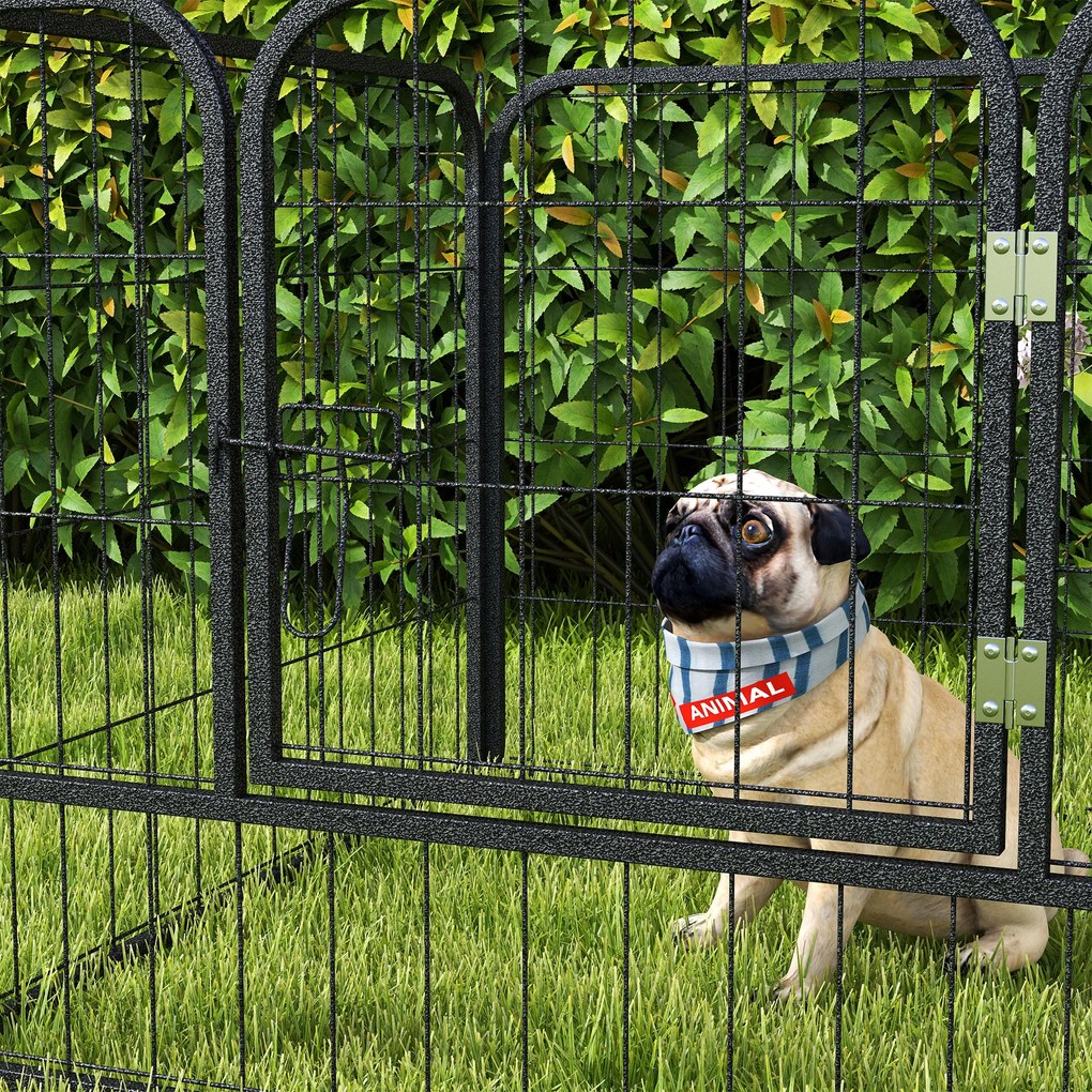 PawHut Parque para Cães com 4 Painéis Parque para Animais de Estimação Dobrável 82x82x60cm com Porta e Fechadura para Exterior e Interior Cinza