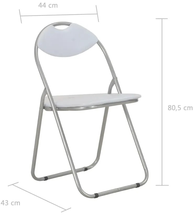 Cadeiras de jantar dobráveis 2 pcs couro artificial branco