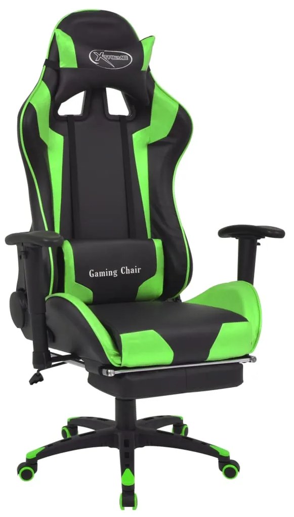 Cadeira escritório reclinável estilo corrida c/ apoio pés verde