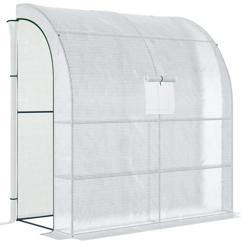Outsunny Estufa Pequena Estufa de Exterior com Janelas Prateleiras de 3 Níveis Estufa para Cultivo de Plantas Flores 200x100x215 cm Branco
