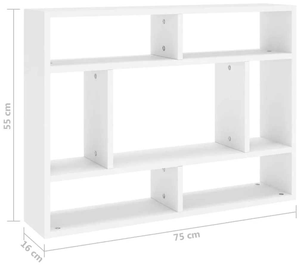 Estante de parede 75x16x55 cm contraplacado branco
