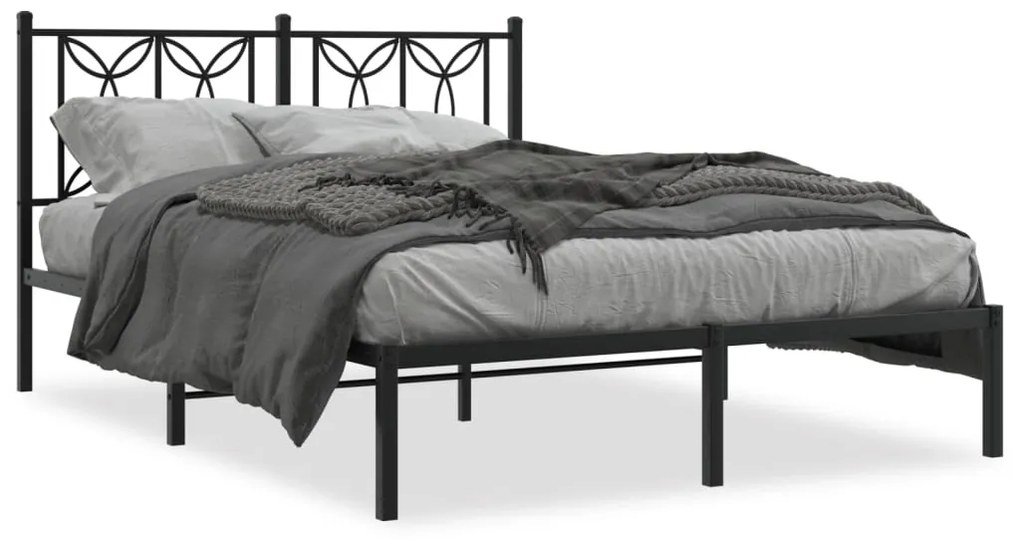 Estrutura de cama com cabeceira 140x190 cm metal preto