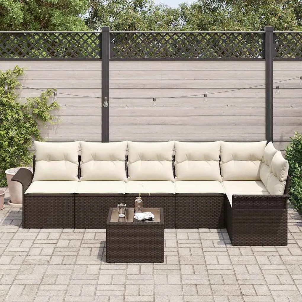 Conjunto de Sofá de Jardim vidaXL de 6 Peças com Almofadas Rattan Poli