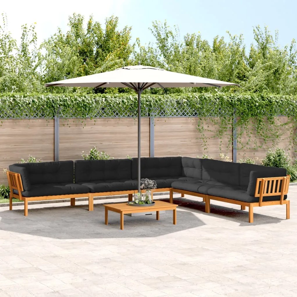 vidaXL 6 pcs conj. sofás paletes p/ jardim c/ almofadões acácia maciça