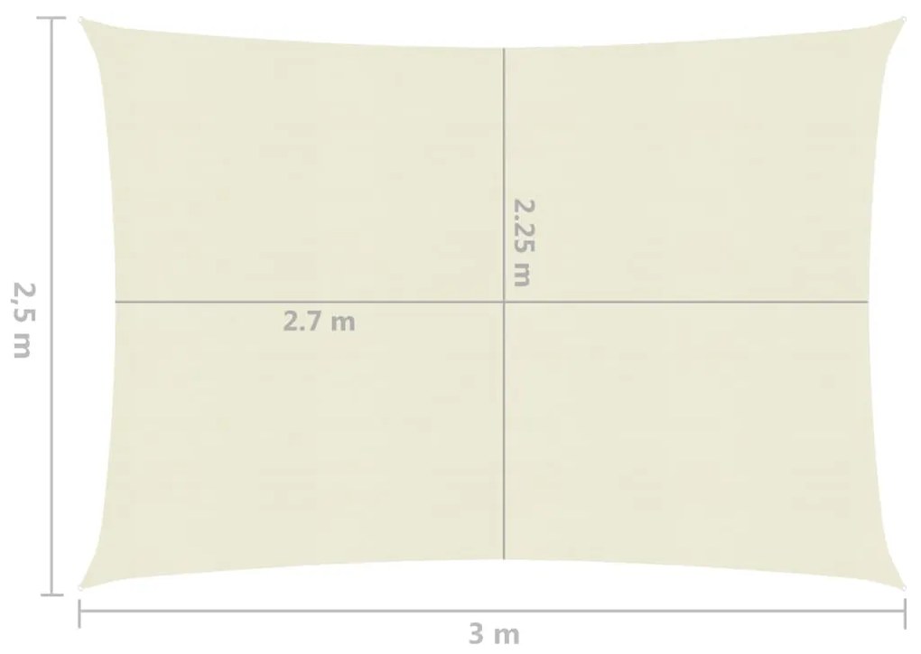 Para-sol estilo vela 160 g/m² 2,5x3 m PEAD cor creme