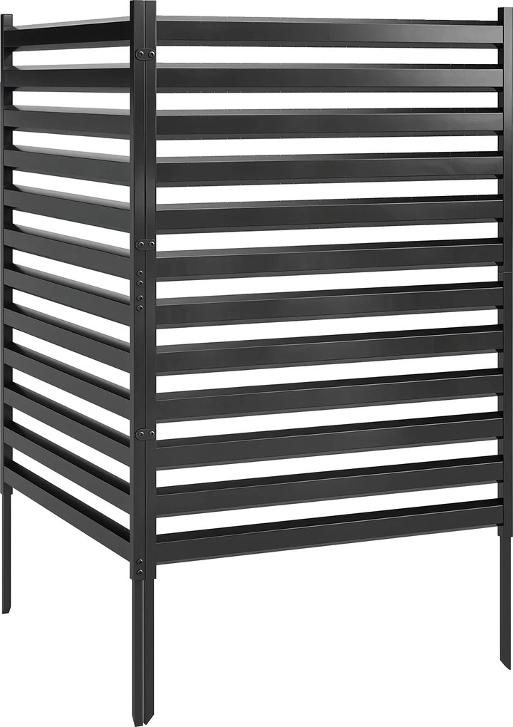 Outsunny Cerca de jardim 2 painéis 91 x 152 cm cerca de privacidade em metal com postes &amp; tampas protetoras à prova de ferrugem Preto | Aosom Portugal