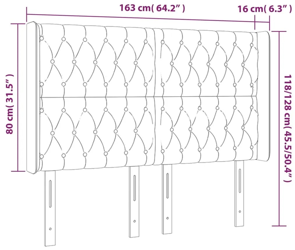 Cabeceira de cama c/ abas tecido 163x16x118/128 cm cor crème