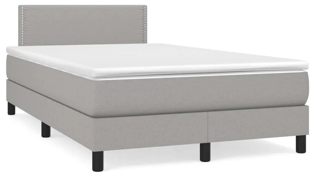 Cama boxspring com colchão 120x190 cm tecido cinzento-claro