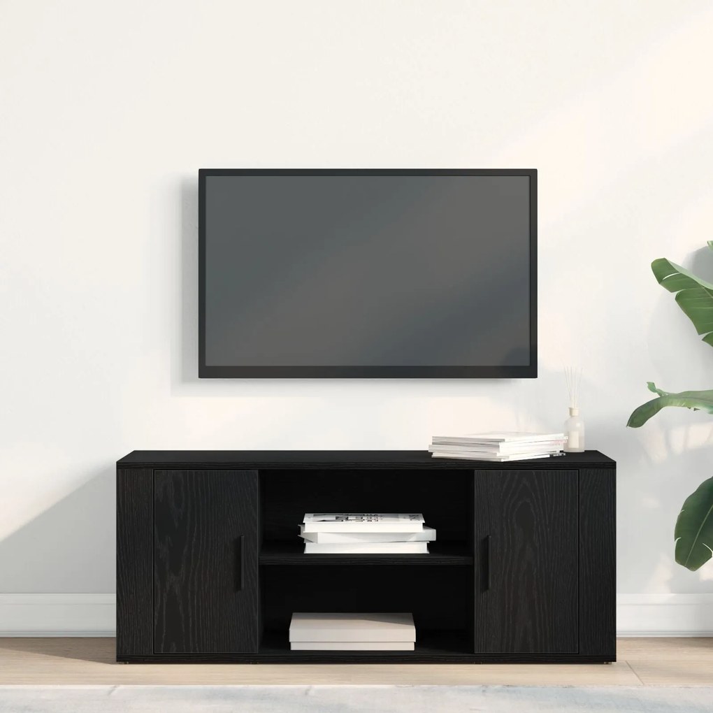 Armário para TV vidaXL Preto Carvalho 100x35x40 cm Madeira de Engenhar