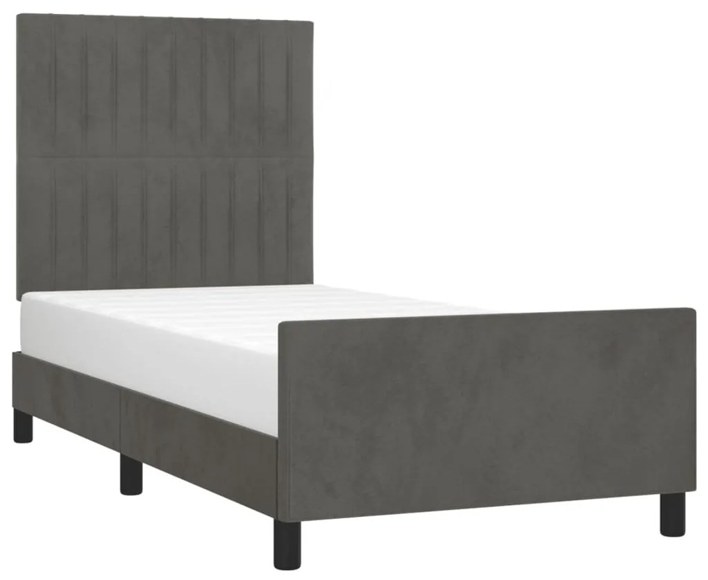Estrutura de cama sem colchão 90x200 cm veludo cinzento-escuro