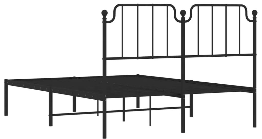 Estrutura de cama com cabeceira 140x190 cm metal preto