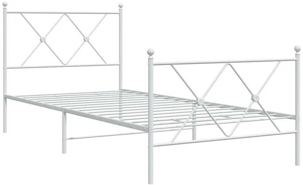 Estrutura de cama com cabeceira e pés 90x190 cm metal branco