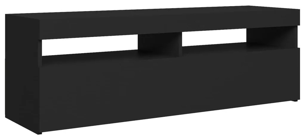 Móvel de TV com luzes LED 120x35x40 cm preto