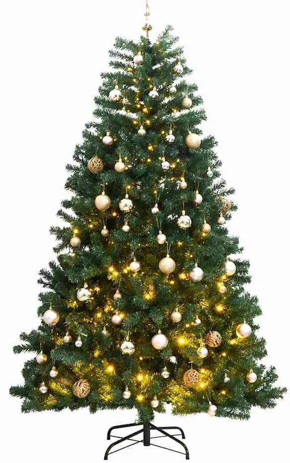vidaXL Árvore Natal artificial articulada c/ 300 luzes LED+bolas 240cm