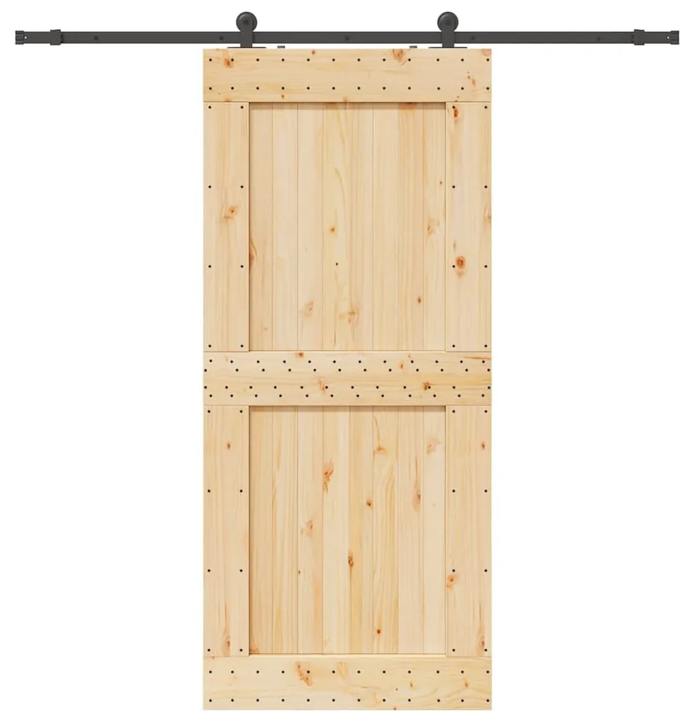 vidaXL Porta de correr c/ ferragens 100x210 cm madeira de pinho maciça