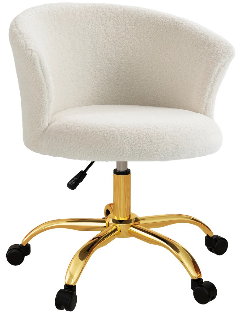 Vinsetto Cadeira de Escritório Ergonômica Ajustável em Altura Assento Confortável Giratória Estrutura em Aço Branco | Aosom Portugal