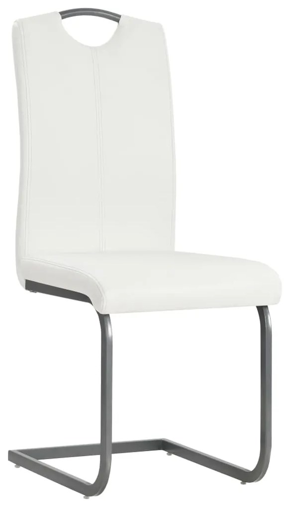 Cadeiras de jantar cantilever 4 pcs couro artificial branco