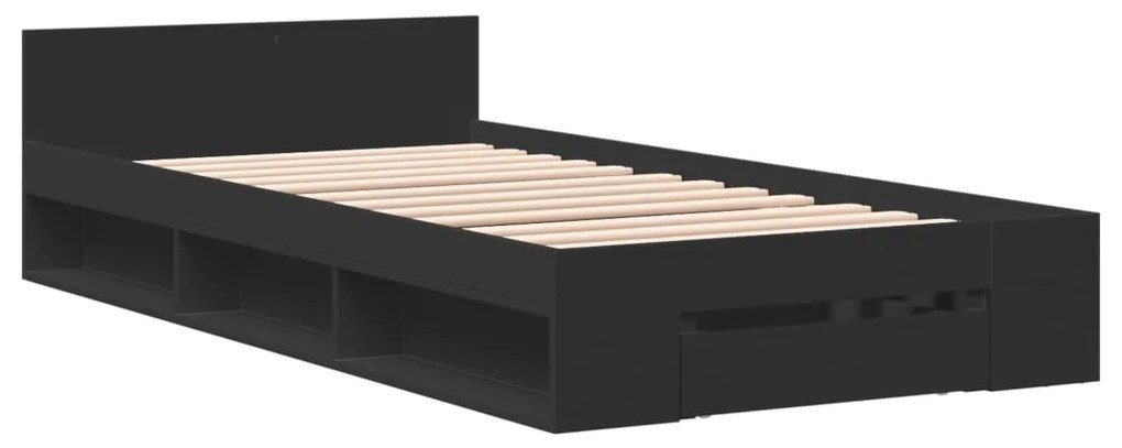 Estrutura cama c/ gaveta 90x190 cm derivados de madeira preto