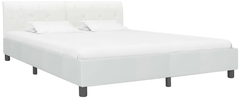 Estrutura de cama 180x200 cm couro artificial branco