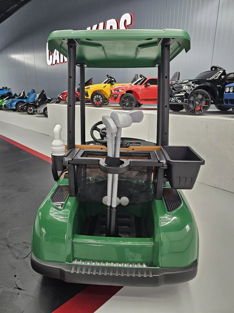 Carrinho Golf elétrico para crianças 24V, 2 lugares, Pneus EVA, assennto pele sintética Verde