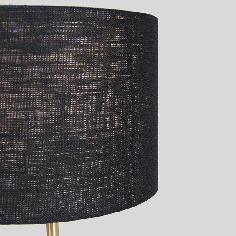Candeeiro de mesa latão com aba-juro preto 20 cm - Kaso Country / Rústico,Rústico ,Moderno