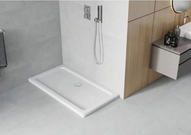 Mexen Flat base de duche retangular slim 120 x 70 cm, branco, sifão cromado - 40107012